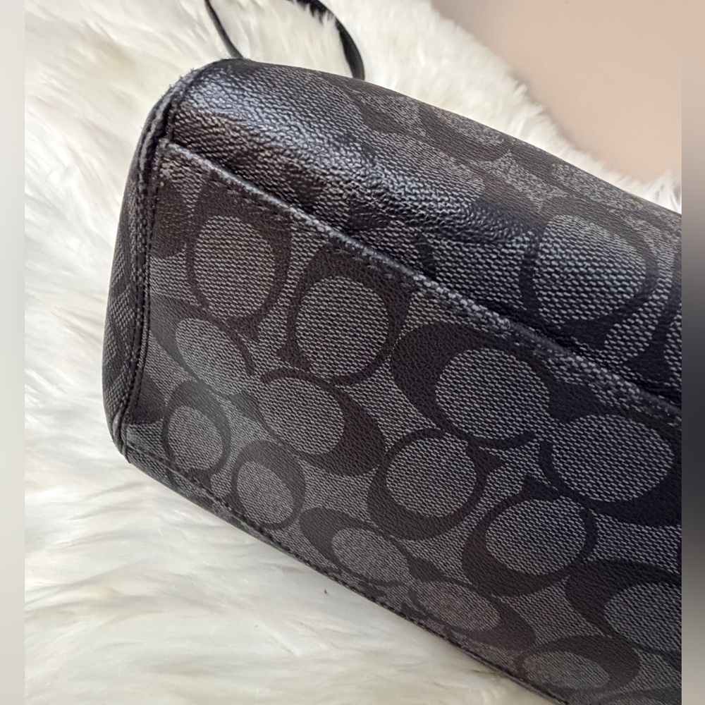 Coach F18917 Peyton Signature Tote Black Grey Logo Handbag Bag - Picture 4 of 10